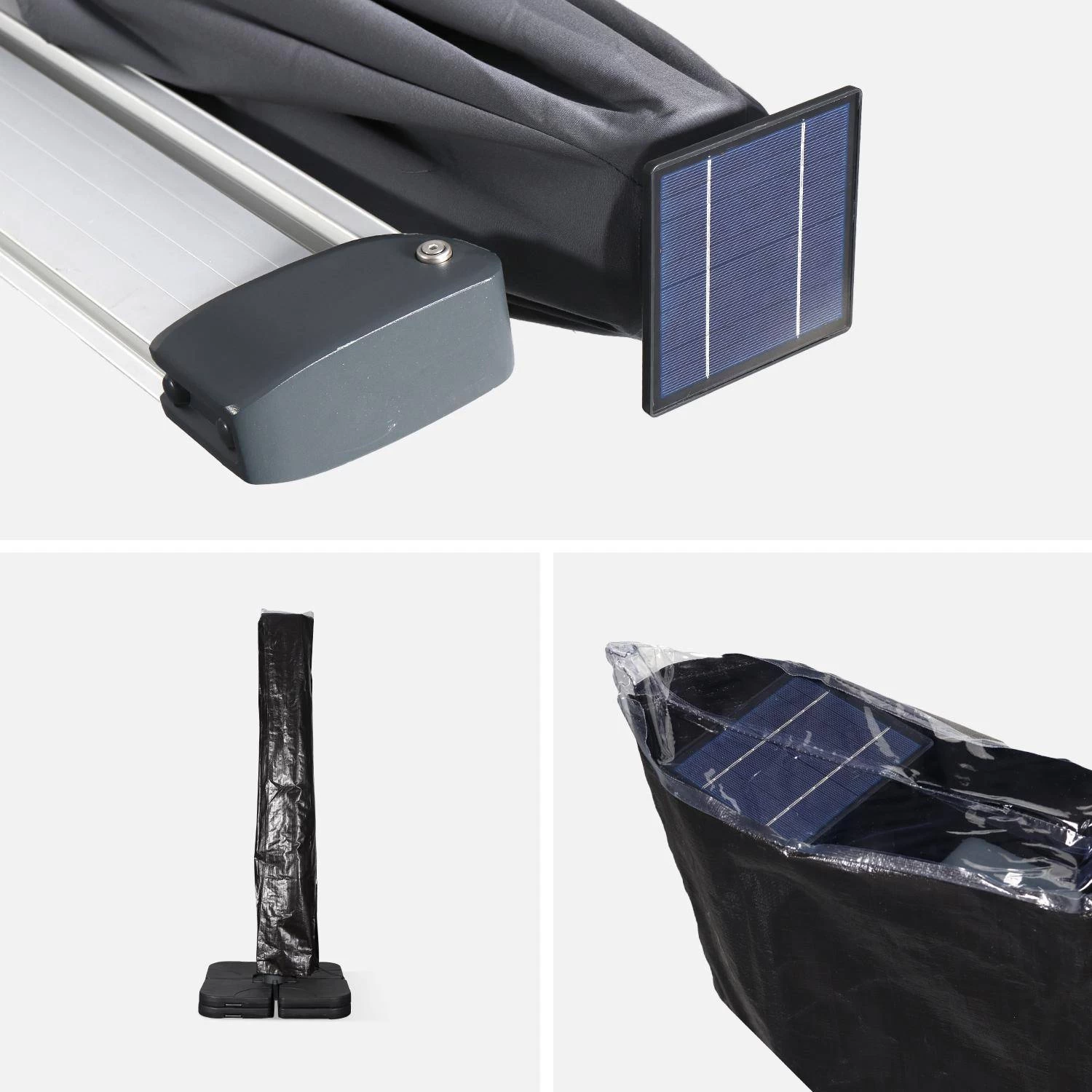 Parasol LED Déporté Carré 3x3m Couleur : Anthracite 10 Parasol LED Déporté Carré 3x3m Couleur : Anthracite – Image 8