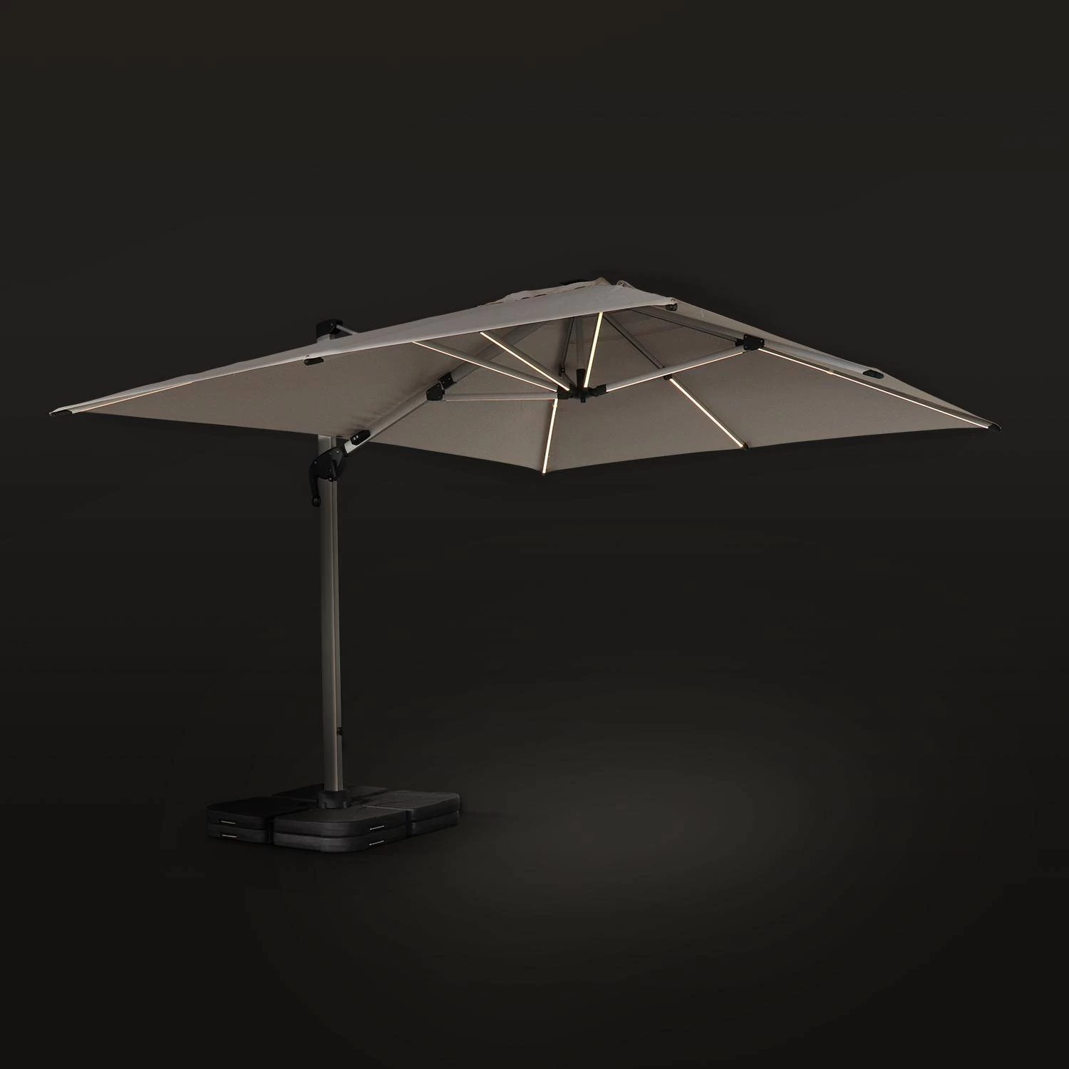 Parasol LED Déporté Rectangulaire 3x4m Couleur : Taupe 6 Parasol LED Déporté Rectangulaire 3x4m Couleur : Taupe – Image 4
