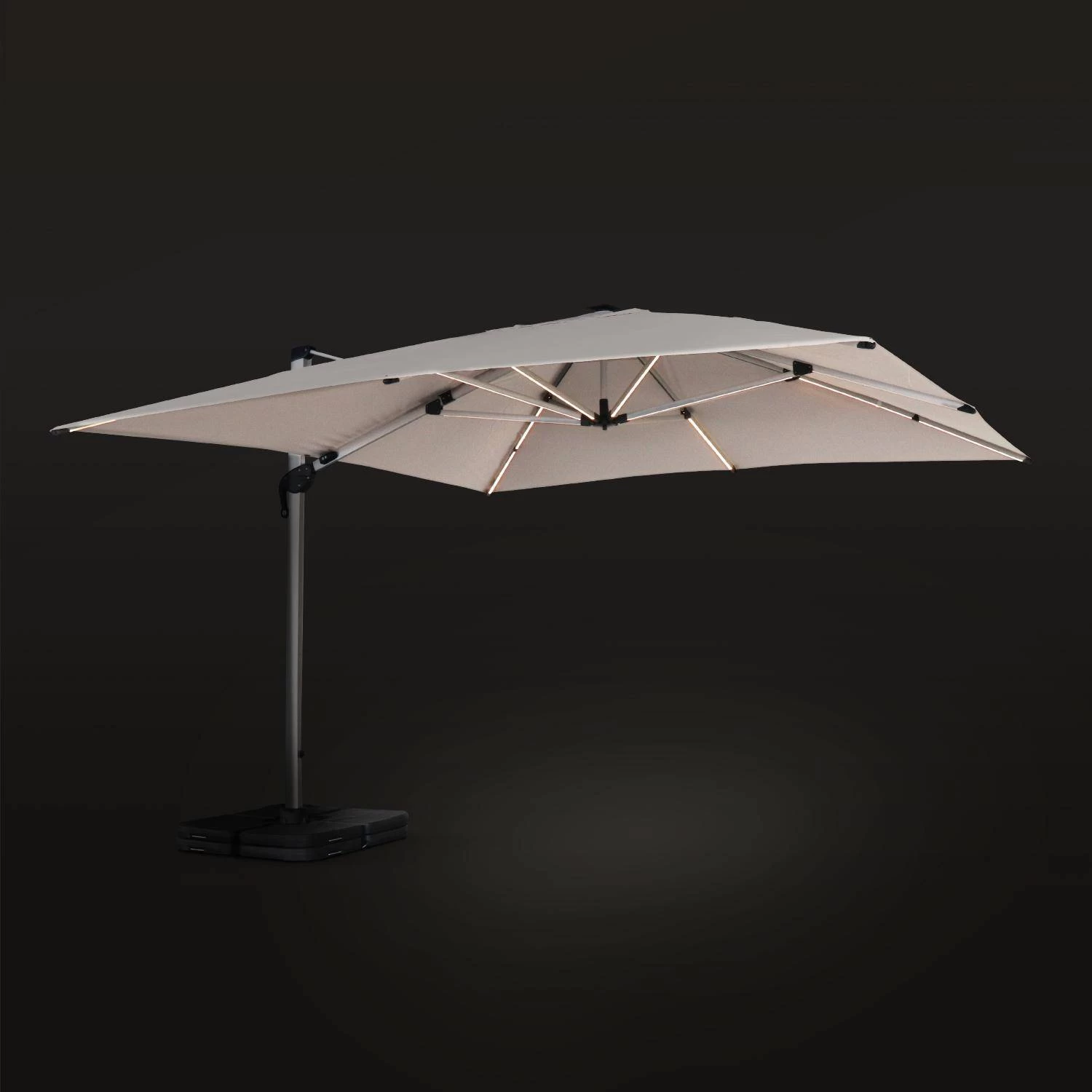 Parasol LED Déporté Carré 4x4m Couleur : Beige 5 Parasol LED Déporté Carré 4x4m Couleur : Beige – Image 3