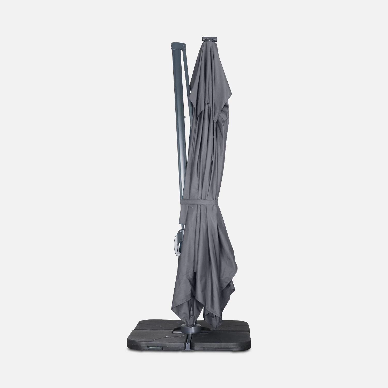 Parasol LED Déporté Rectangulaire 3x4m Couleur : Gris 8 Parasol LED Déporté Rectangulaire 3x4m Couleur : Gris – Image 6