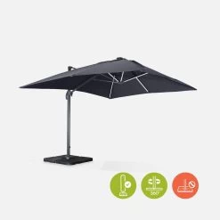 Parasol LED Déporté Rectangulaire 3x4m Couleur : Gris 10 Parasol LED Déporté Rectangulaire 3x4m Couleur : Gris -Outdoor Living Soldes hu3x4ledgy c17258884d345aace004022e219a0ff1