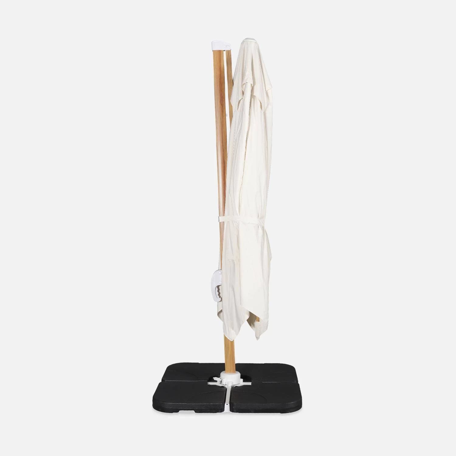 Parasol Déporté Carré 3x3m, Mât Effet Bois Couleur : Ecru 9 Parasol Déporté Carré 3x3m, Mât Effet Bois Couleur : Ecru – Image 7