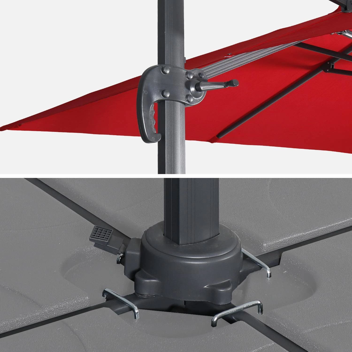 Parasol Déporté Rectangulaire 3x4m + Dalles à Lester 50x50cm Couleur : Rouge 8 Parasol Déporté Rectangulaire 3x4m + Dalles à Lester 50x50cm Couleur : Rouge – Image 6