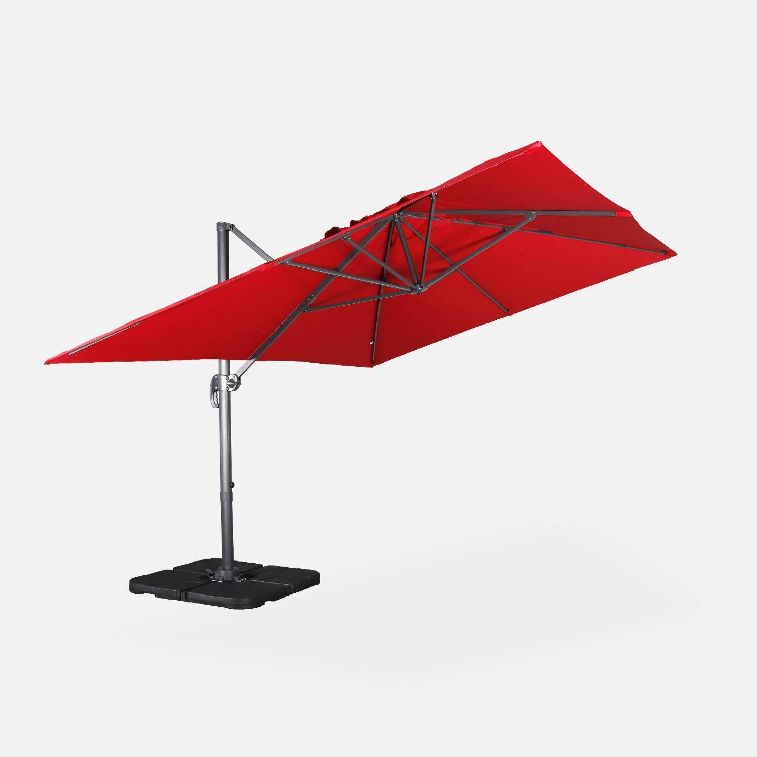 Parasol Déporté Rectangulaire 3x4m + Dalles à Lester 50x50cm Couleur : Rouge 7 Parasol Déporté Rectangulaire 3x4m + Dalles à Lester 50x50cm Couleur : Rouge – Image 5