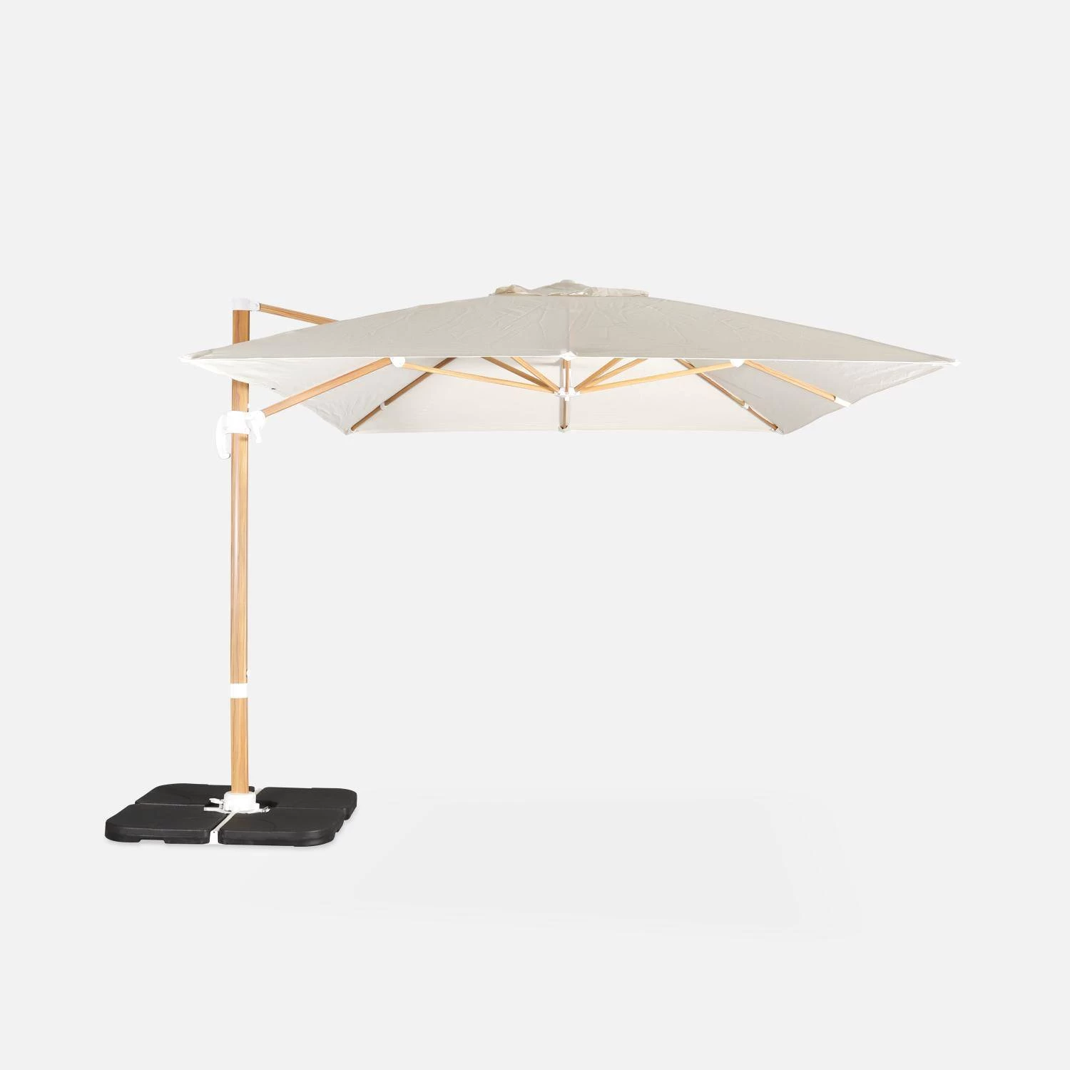 Parasol Déporté Rectangulaire 3x4m, Mât Effet Bois + Dalles à Lester 50x50cm Couleur : Ecru 4 Parasol Déporté Rectangulaire 3x4m, Mât Effet Bois + Dalles à Lester 50x50cm Couleur : Ecru – Image 2