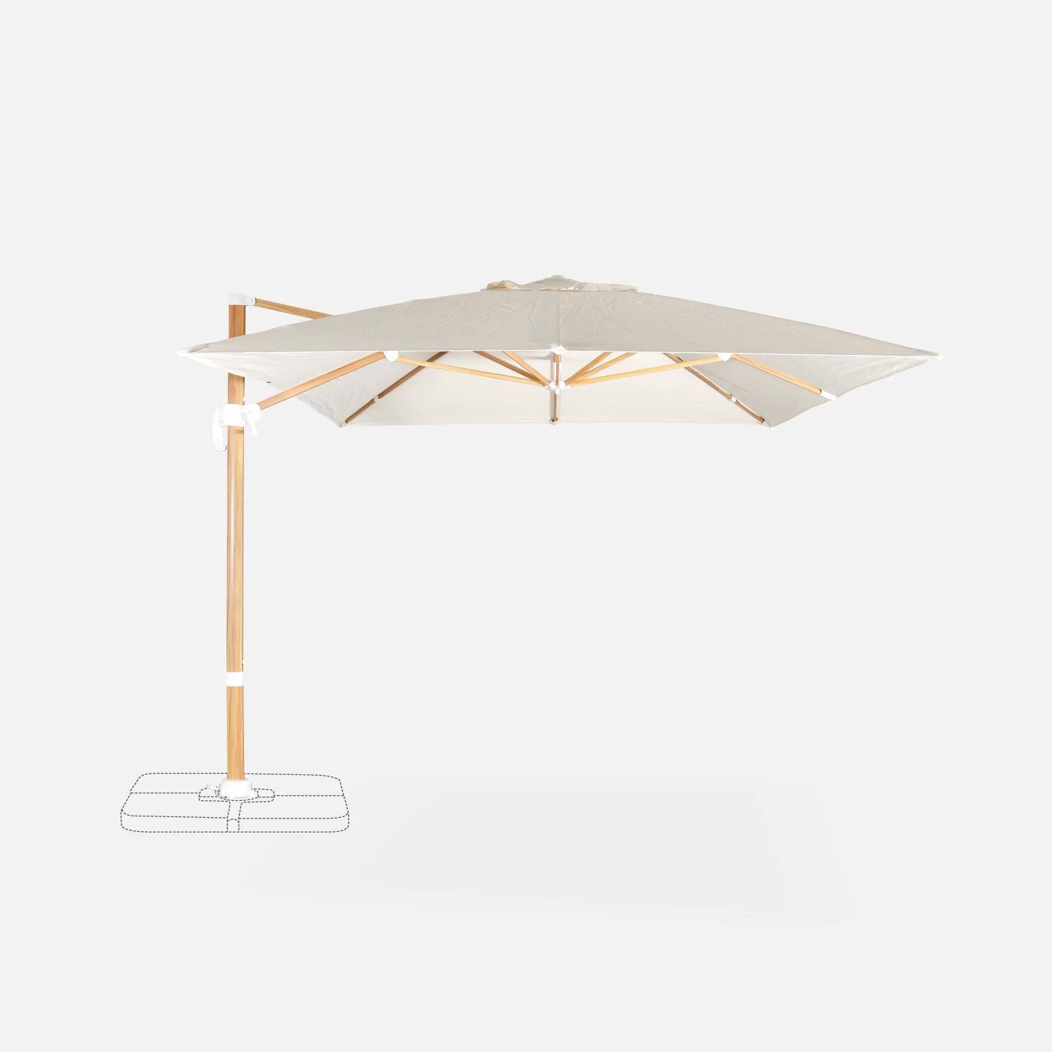Parasol Déporté Rectangulaire 3x4m, Mât Effet Bois Couleur : Ecru 6 Parasol Déporté Rectangulaire 3x4m, Mât Effet Bois Couleur : Ecru – Image 4