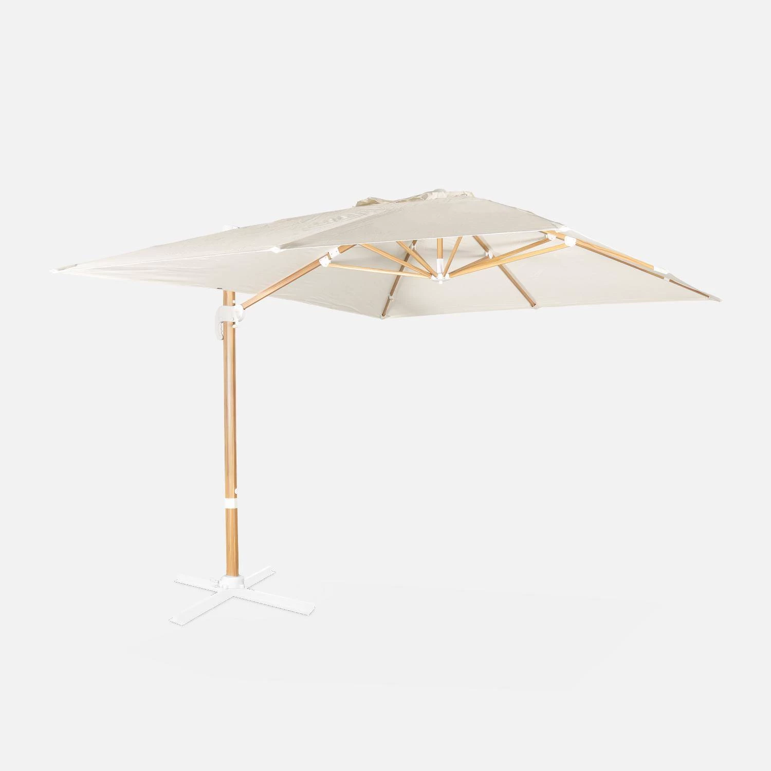 Parasol Déporté Rectangulaire 3x4m, Mât Effet Bois Couleur : Ecru 5 Parasol Déporté Rectangulaire 3x4m, Mât Effet Bois Couleur : Ecru – Image 3