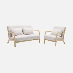 Banquette 2 Places + Fauteuil En Bois Et Tissu Bouclette 15 Banquette 2 Places + Fauteuil En Bois Et Tissu Bouclette -Outdoor Living Soldes iacsca1n2boucl be58ffe62a62eeaf4b488af95b66ad53