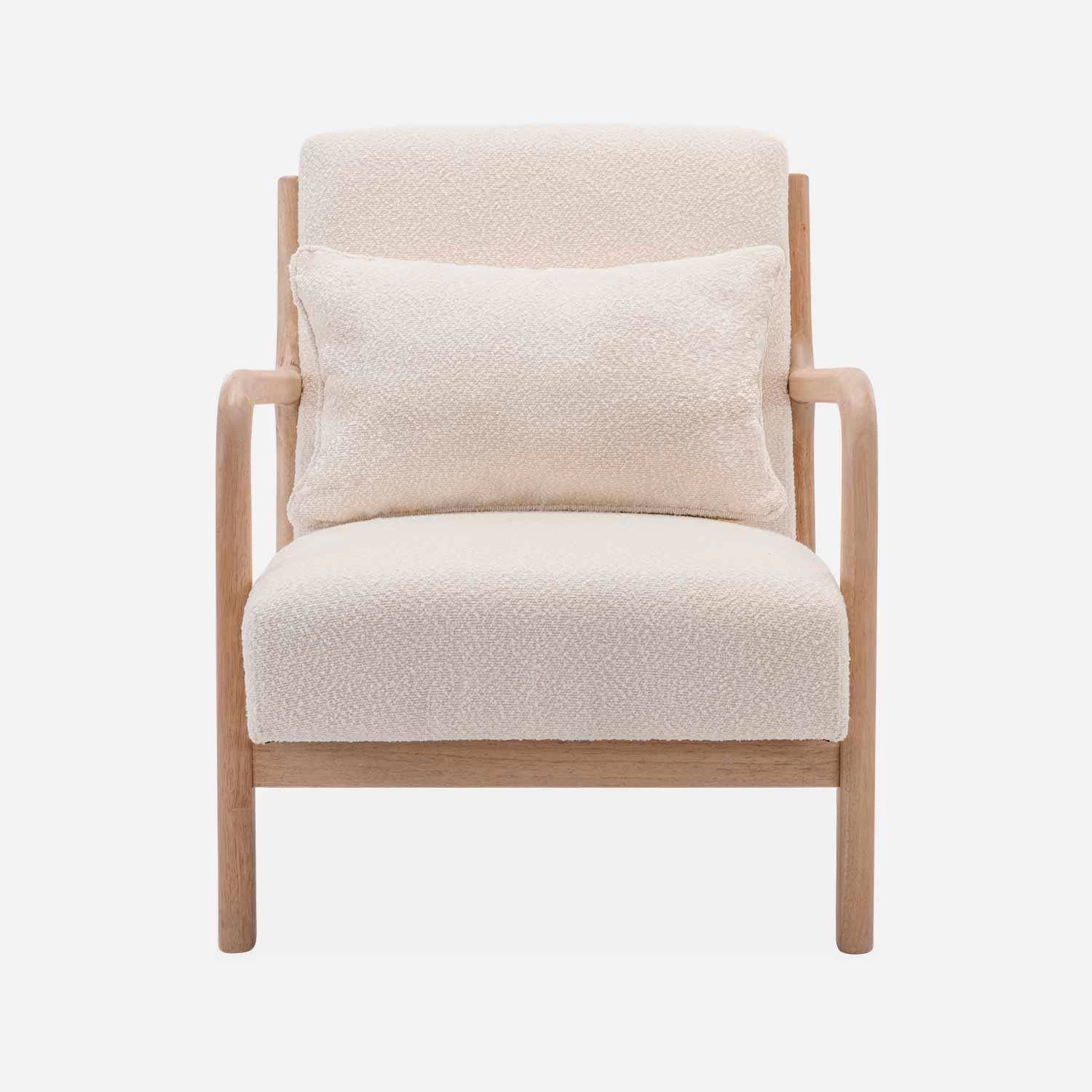 Fauteuil Scandinave En Bois Et Tissu Bouclette Texturée 4 Fauteuil Scandinave En Bois Et Tissu Bouclette Texturée – Image 2