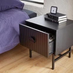 Table De Chevet Effet Bois Rainuré Noir -Outdoor Living Soldes ibazbedside a631f065c9cc8770cb3d36474ed42af0