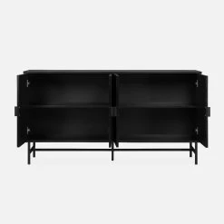 Buffet Effet Bois Rainuré Noir 4 Portes 157,5 Cm -Outdoor Living Soldes ibazbuffet 57401bd311b681821cafd2aab7d9596a