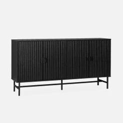 Buffet Effet Bois Rainuré Noir 4 Portes 157,5 Cm -Outdoor Living Soldes ibazbuffet 9fe72c059ce48dcb507311cbc85d0f81
