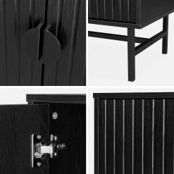 Buffet Effet Bois Rainuré Noir 4 Portes 157,5 Cm -Outdoor Living Soldes ibazbuffet ab22c956f21b22e0ac8aec862eedb1b1