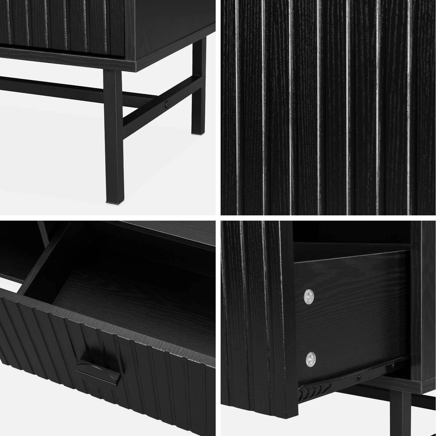 Table Basse Effet Bois Rainuré Noir 10 Table Basse Effet Bois Rainuré Noir – Image 8