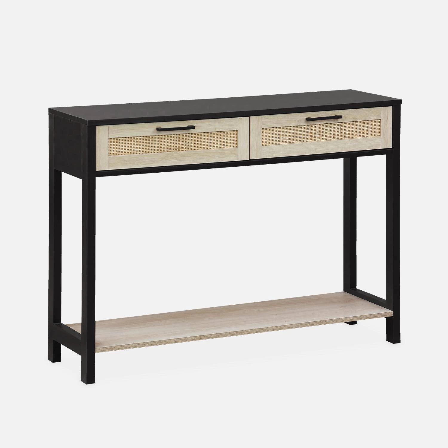 Console Scandinave Effet Bois Et Cannage 5 Console Scandinave Effet Bois Et Cannage – Image 3