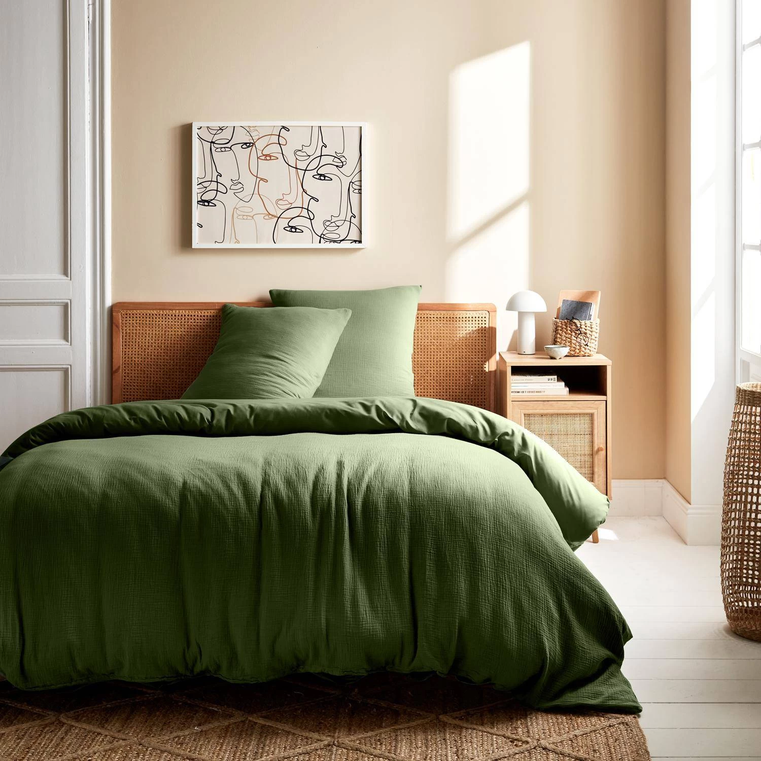 Parure De Lit Gaze De Coton Kaki 3 Parure De Lit Gaze De Coton Kaki