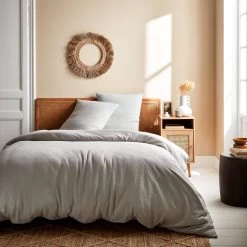 Parure De Lit Gaze De Coton Gris Clair