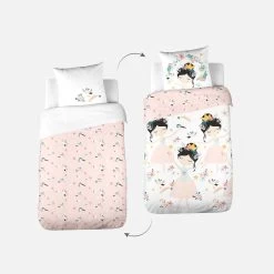 Parure De Lit Réversible 1 Place Imprimé Princesse Et Oiseaux En Polycoton -Outdoor Living Soldes ibedpol140dia 8dc9f5d3b83b8134e9353d47975f8649