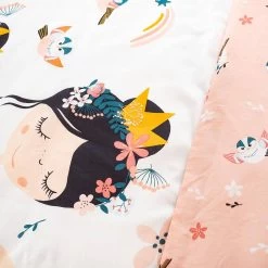 Parure De Lit Réversible 1 Place Imprimé Princesse Et Oiseaux En Polycoton -Outdoor Living Soldes ibedpol140dia 9a9fc27333cc25b4a83ce13b9ddd18a5