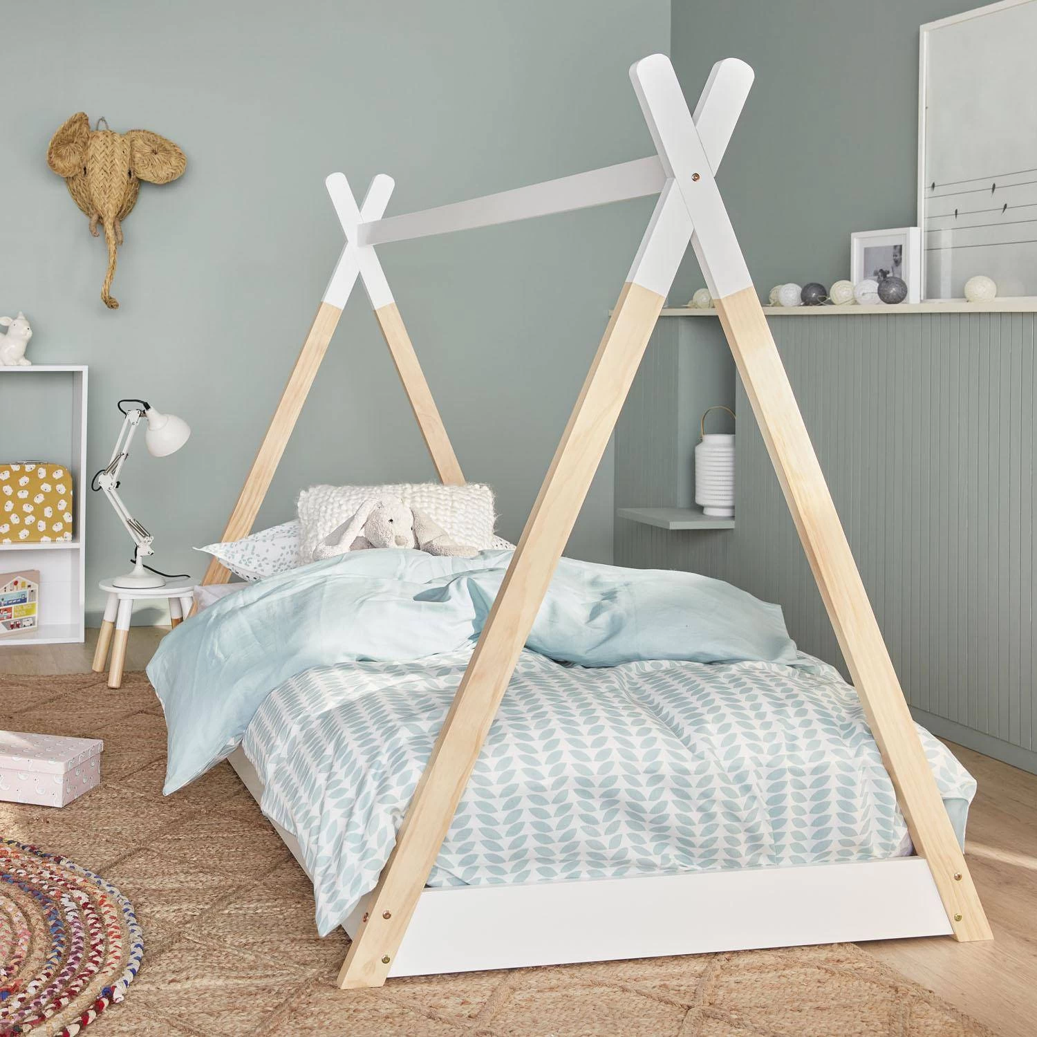 Lit Tipi Enfant 90 X 190 Cm En Pin Naturel, Sommier Inclus Couleur : Blanc 3 Lit Tipi Enfant 90 X 190 Cm En Pin Naturel, Sommier Inclus Couleur : Blanc
