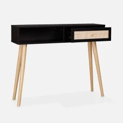 Console Scandinave Effet Bois Et Cannage Couleur : Noir 10 Console Scandinave Effet Bois Et Cannage Couleur : Noir -Outdoor Living Soldes iboconsolebk 7c149b752d3b44b09861ec03c5b7eebd