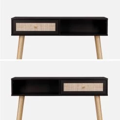 Console Scandinave Effet Bois Et Cannage Couleur : Noir 9 Console Scandinave Effet Bois Et Cannage Couleur : Noir -Outdoor Living Soldes iboconsolebk a5ce733a63ff3f7823fca91edad96e56