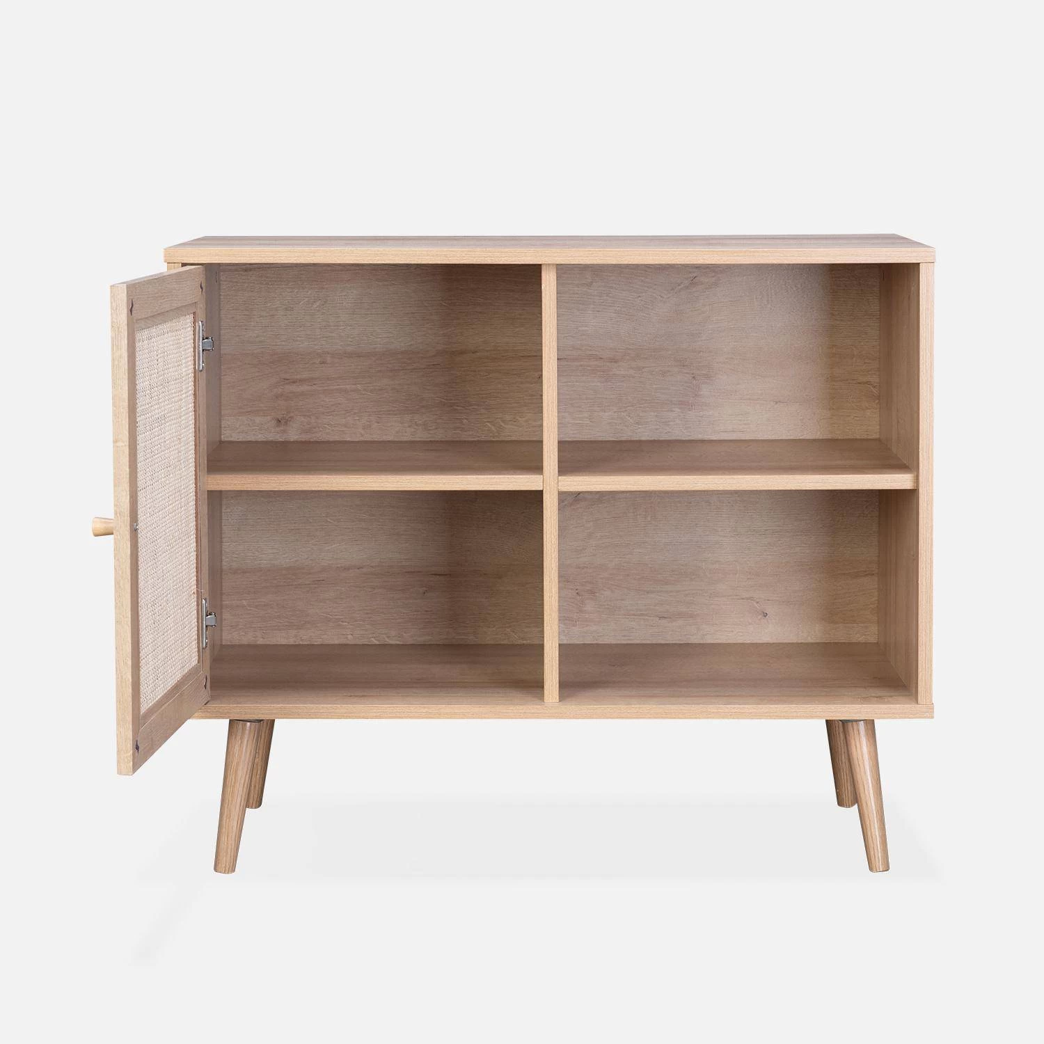 Buffet Scandinave Effet Bois Et Cannage 1 Porte 80 Cm Couleur : Naturel 8 Buffet Scandinave Effet Bois Et Cannage 1 Porte 80 Cm Couleur : Naturel – Image 6