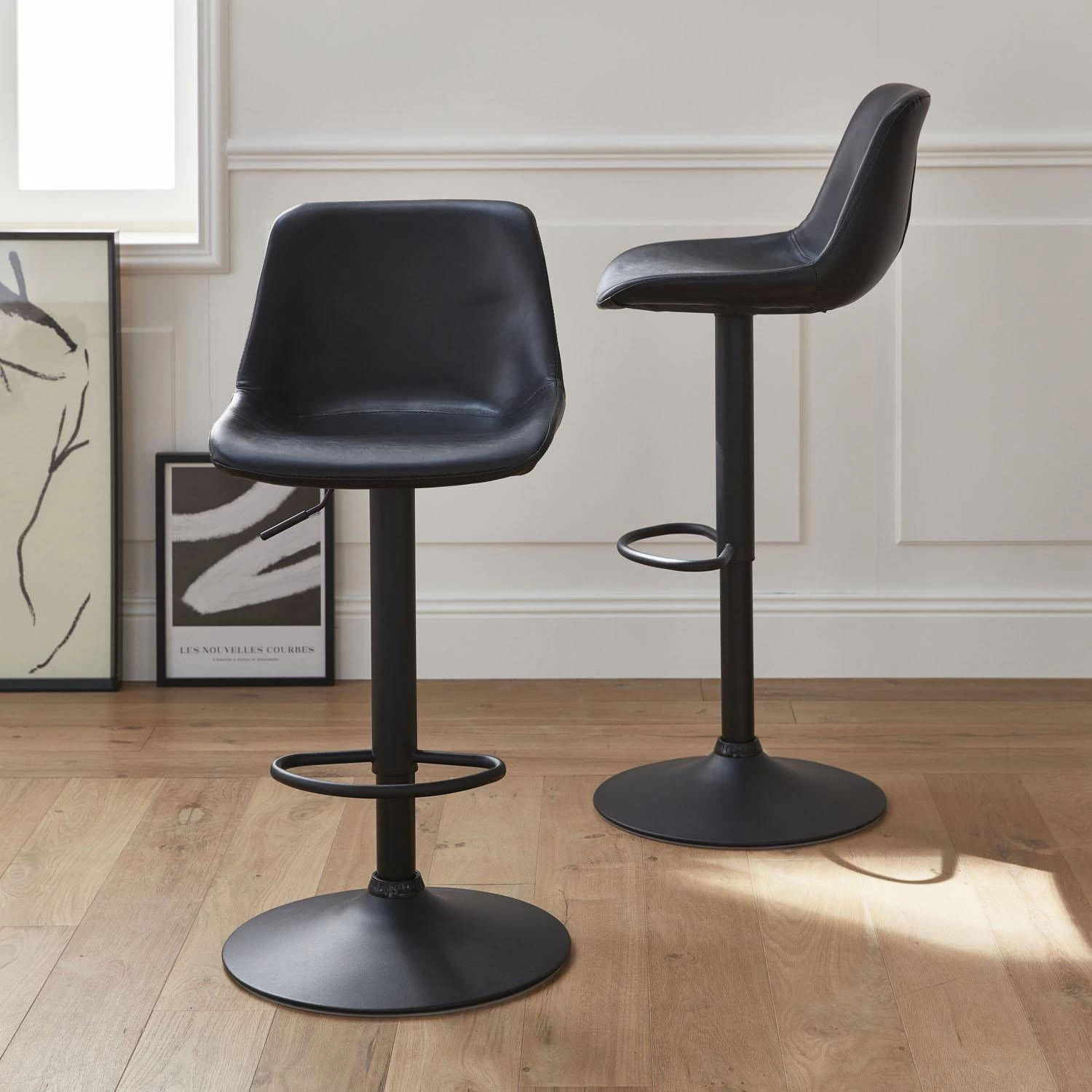 Tabouret Bar Réglable 60,5/81,5cm Simili Cuir (lot De 2) Couleur : Noir 4 Tabouret Bar Réglable 60,5/81,5cm Simili Cuir (lot De 2) Couleur : Noir – Image 2