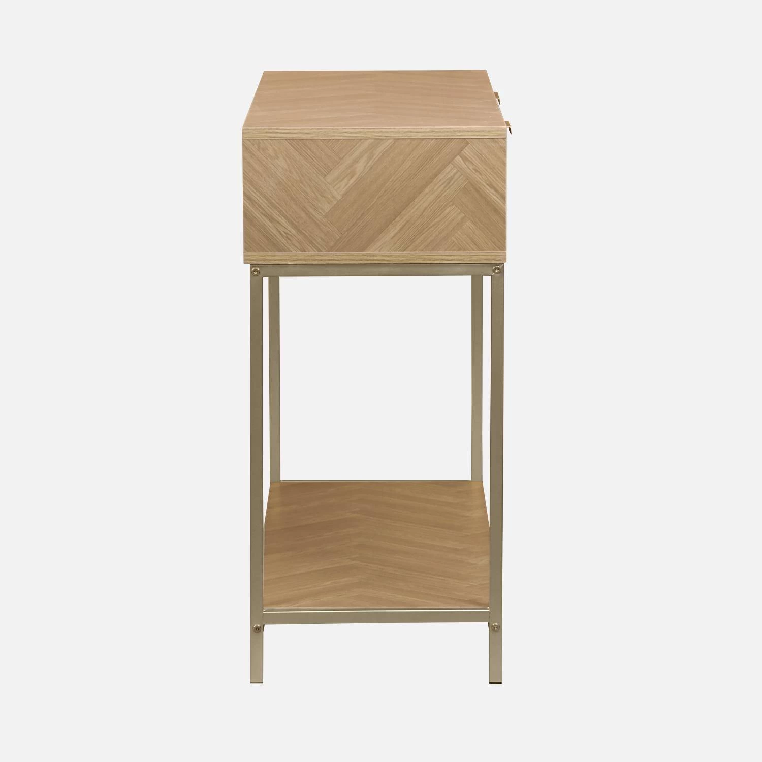 Console Effet Bois Décor Chevrons 2 Tiroirs 7 Console Effet Bois Décor Chevrons 2 Tiroirs – Image 5