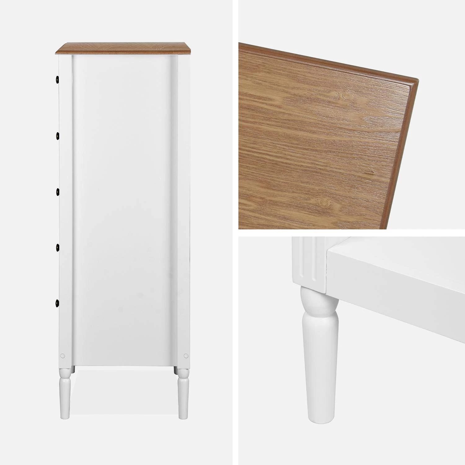 Chiffonnier 5 Tiroirs Placage Bois De Frêne 8 Chiffonnier 5 Tiroirs Placage Bois De Frêne – Image 6