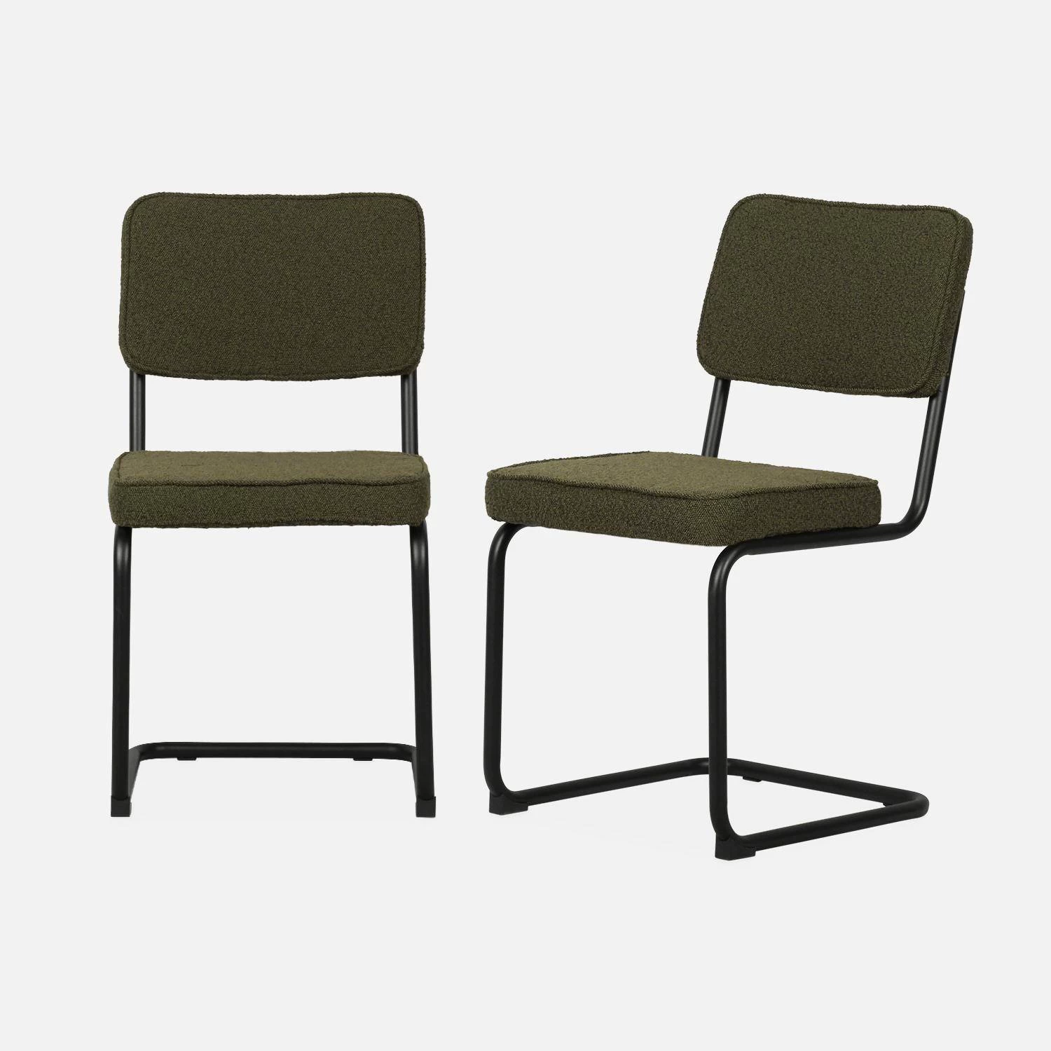 Chaise Cantilever Bouclette Texturée (lot De 2) Couleur : Vert 5 Chaise Cantilever Bouclette Texturée (lot De 2) Couleur : Vert – Image 3