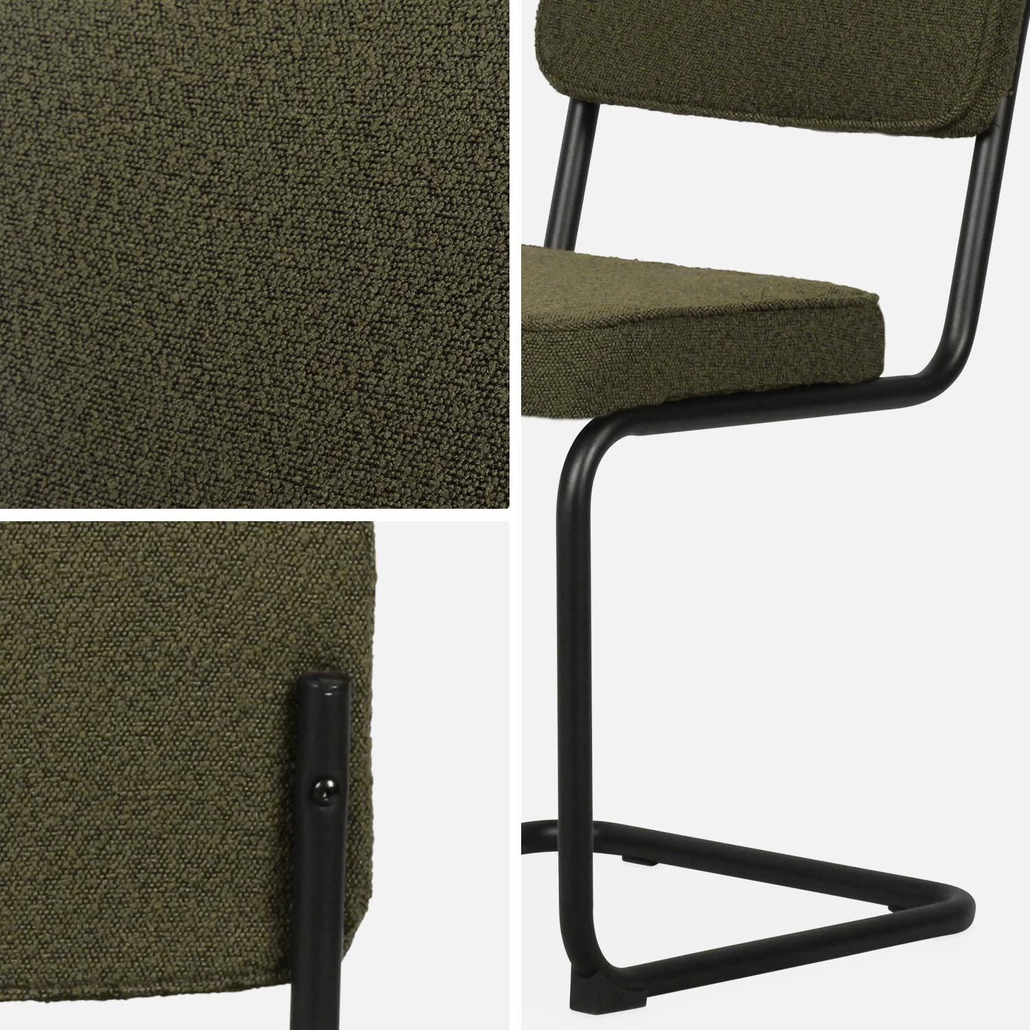 Chaise Cantilever Bouclette Texturée (lot De 2) Couleur : Vert 9 Chaise Cantilever Bouclette Texturée (lot De 2) Couleur : Vert – Image 7