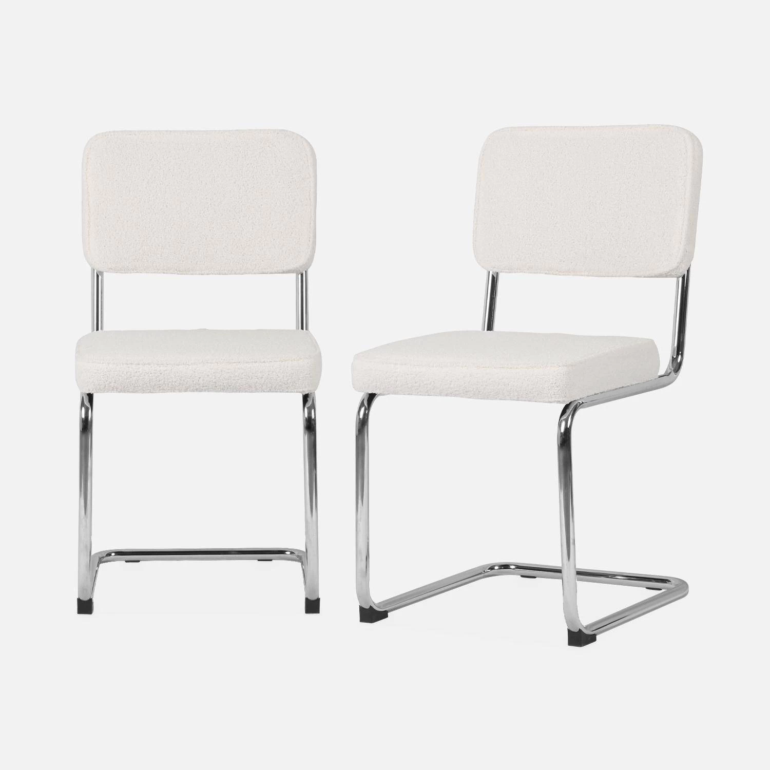 Chaise Cantilever Bouclettes (lot De 2) 5 Chaise Cantilever Bouclettes (lot De 2) – Image 3
