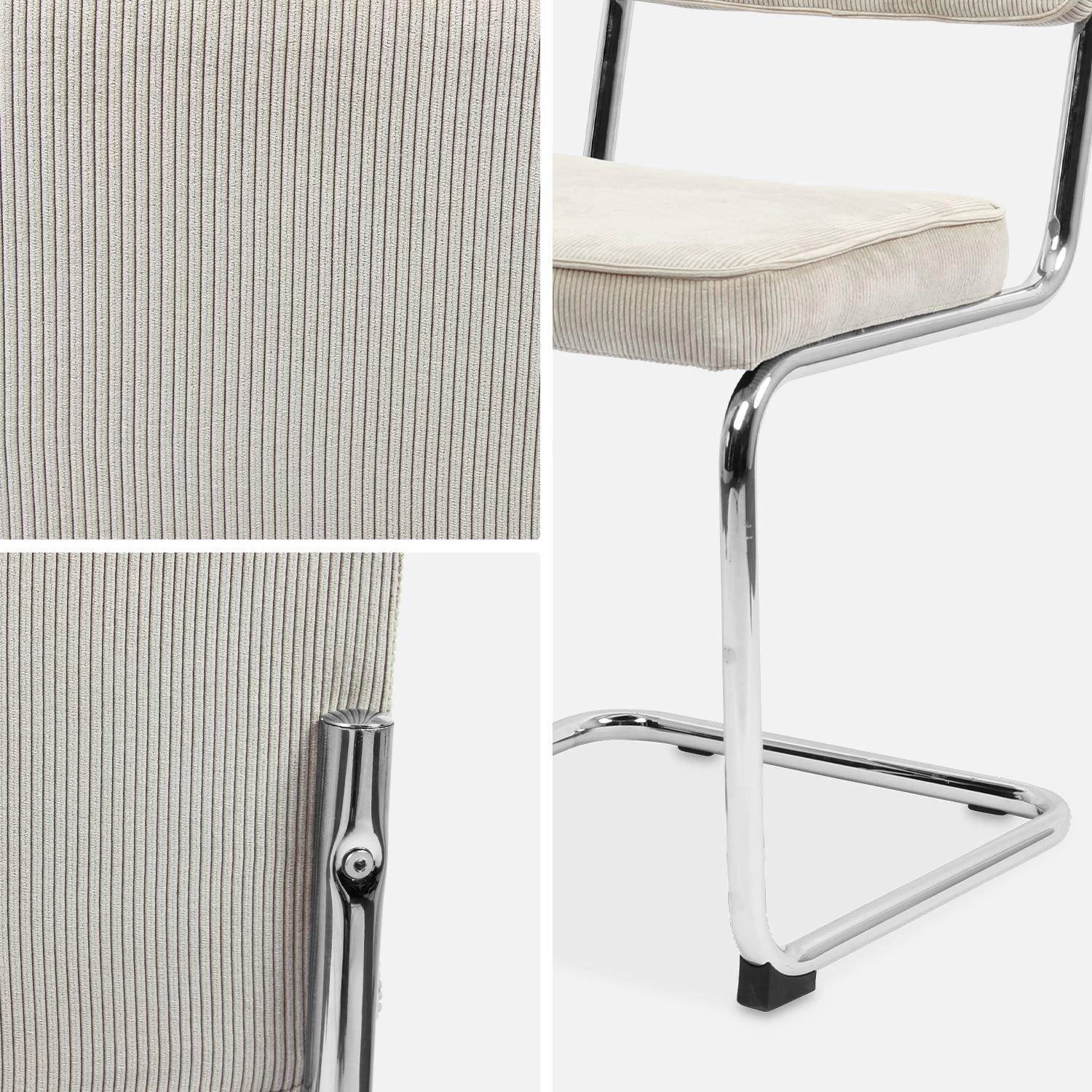 Chaise Cantilever Velours Côtelé (lot De 2) Couleur : Grège 10 Chaise Cantilever Velours Côtelé (lot De 2) Couleur : Grège – Image 8