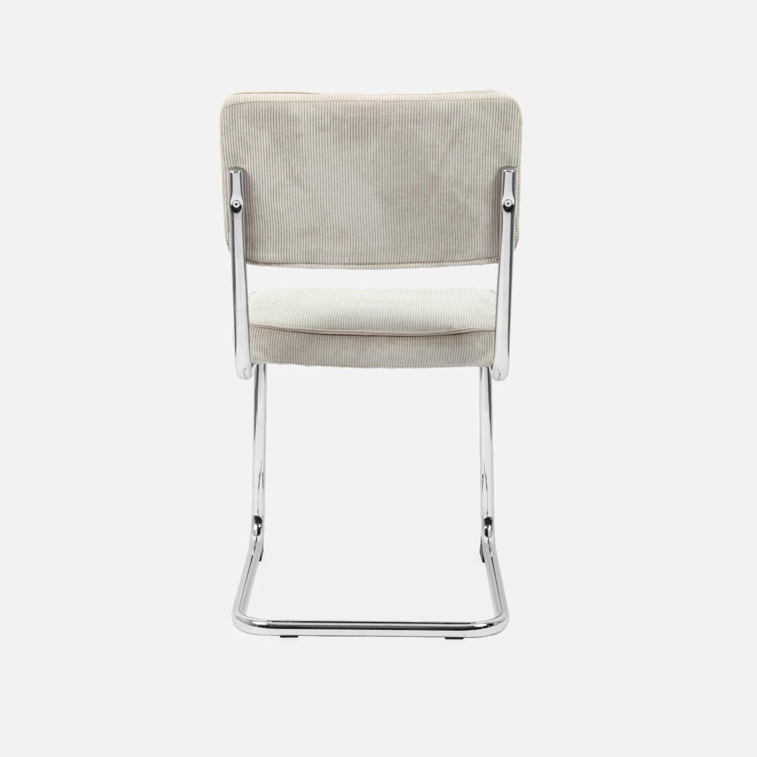 Chaise Cantilever Velours Côtelé (lot De 2) Couleur : Grège 8 Chaise Cantilever Velours Côtelé (lot De 2) Couleur : Grège – Image 6