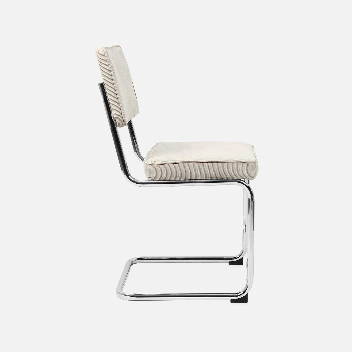 Chaise Cantilever Velours Côtelé (lot De 2) Couleur : Grège 7 Chaise Cantilever Velours Côtelé (lot De 2) Couleur : Grège – Image 5