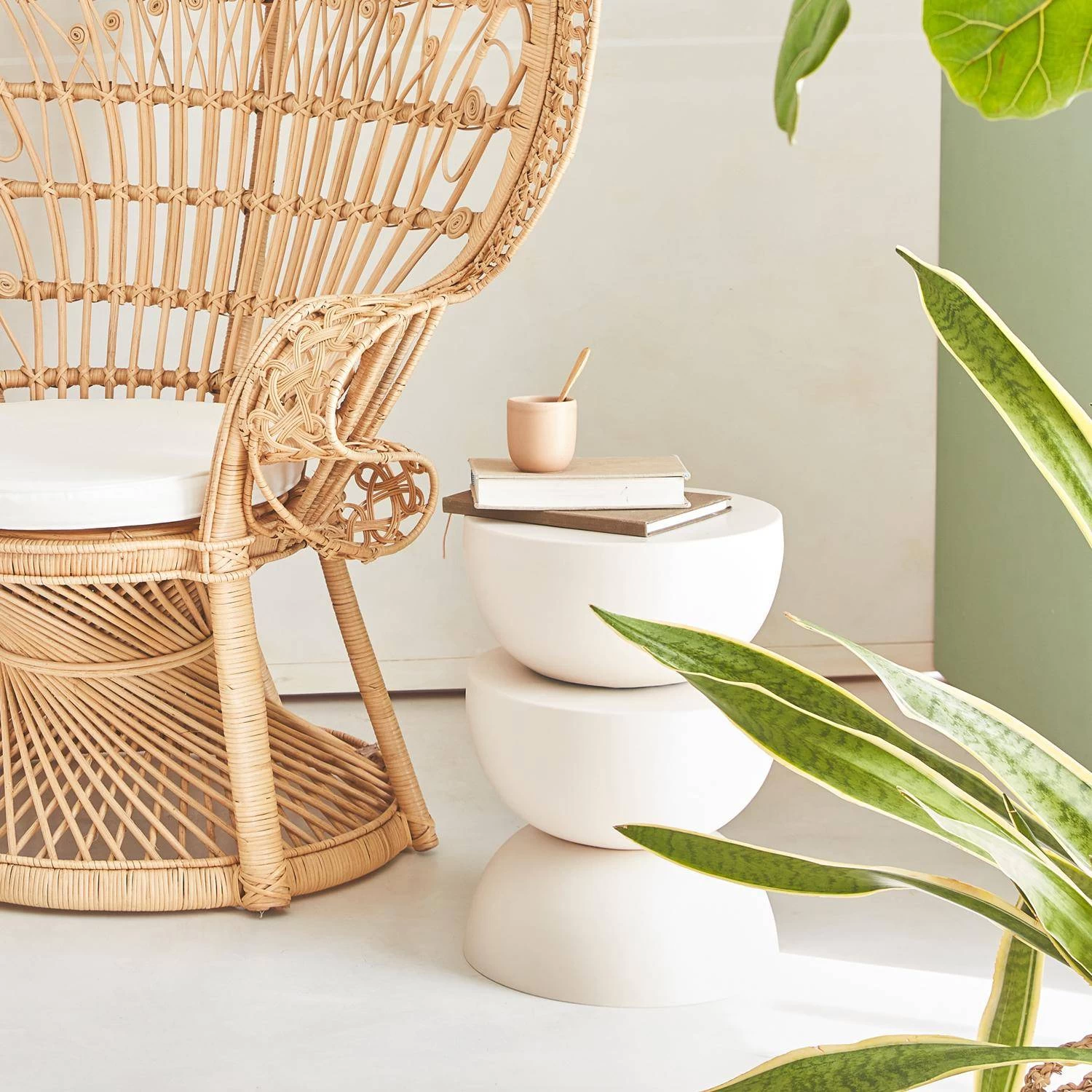 Table D'appoint, Bout De Canapé, Table De Chevet En Métal, Ø32 X H 46.5cm Couleur : Crème 3 Table D'appoint, Bout De Canapé, Table De Chevet En Métal, Ø32 X H 46.5cm Couleur : Crème