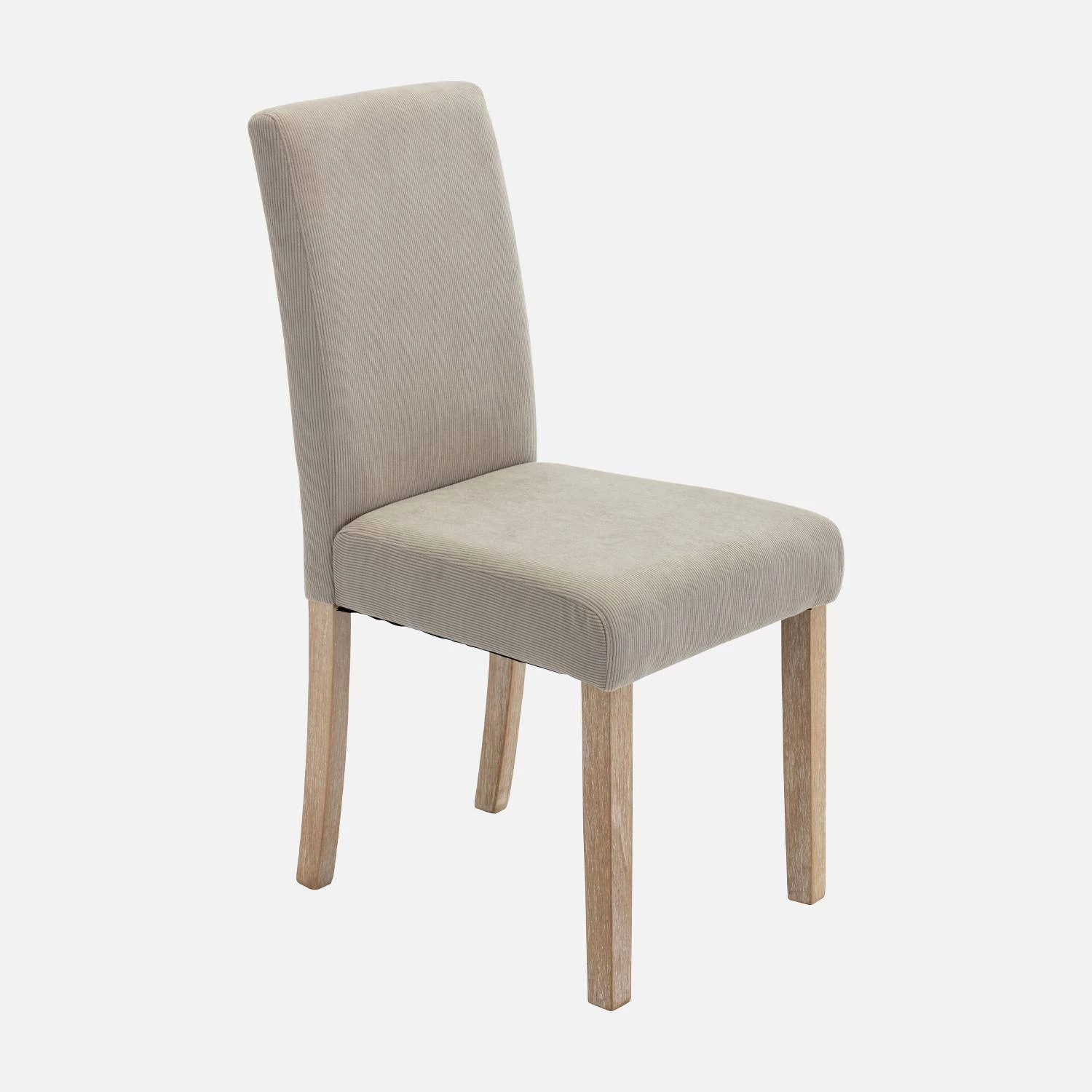 Chaise Velours Côtelé Et Pieds Bois Cérusé (lot De 4) 4 Chaise Velours Côtelé Et Pieds Bois Cérusé (lot De 4) – Image 2