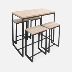 Table Haute Et 4 Tabourets De Bar Acier Et Effet Bois Couleur : Noir 10 Table Haute Et 4 Tabourets De Bar Acier Et Effet Bois Couleur : Noir -Outdoor Living Soldes ids100r4 28c71f699c2aa686b67d472677f477e7