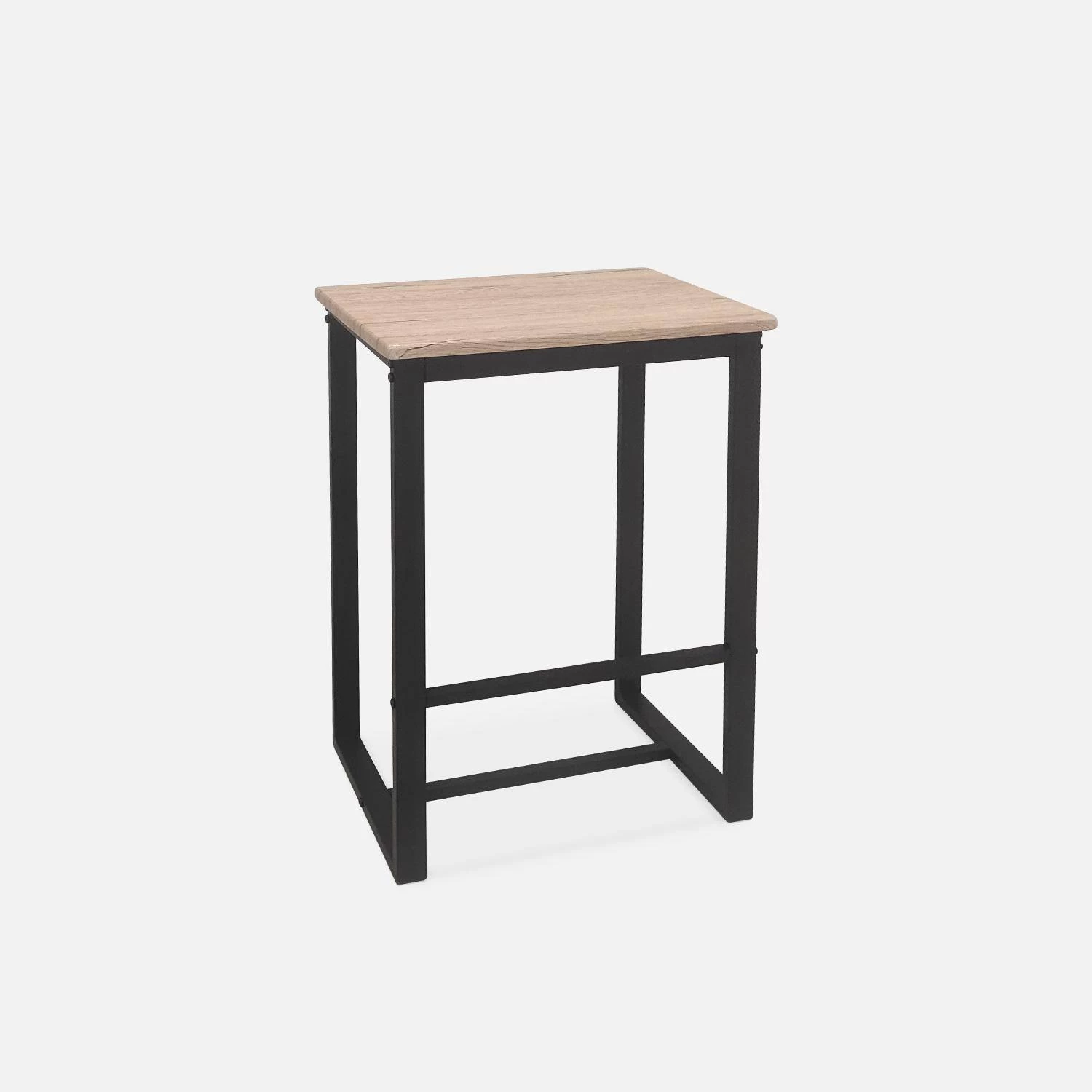 Table Haute Et 4 Tabourets De Bar Acier Et Effet Bois Couleur : Noir 7 Table Haute Et 4 Tabourets De Bar Acier Et Effet Bois Couleur : Noir – Image 5