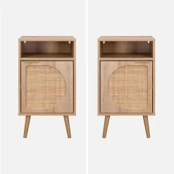 Lot De 2 Tables De Chevet Décor Bois, Cannage Arrondi -Outdoor Living Soldes ievabedsidex2 49a3ecb180063e932884d8722a8d739f