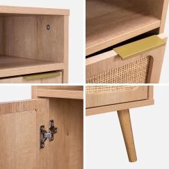 Lot De 2 Tables De Chevet Décor Bois, Cannage Arrondi -Outdoor Living Soldes ievabedsidex2 a1842cc1376113bc1b9c39230b4899ca