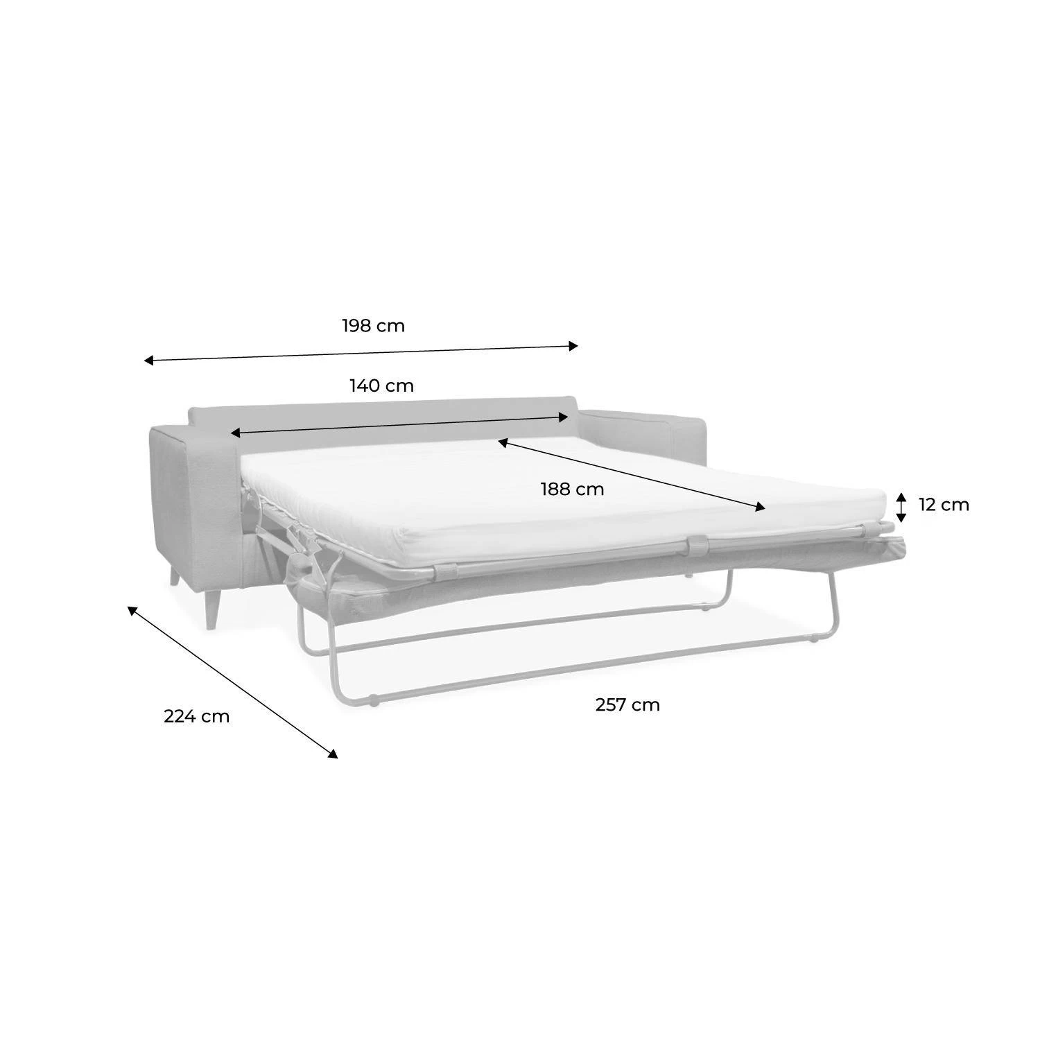 Canapé Lit Convertible 3 Places Avec Matelas 12cm - Fabriqué En France Couleur : Moutarde 14 Canapé Lit Convertible 3 Places Avec Matelas 12cm - Fabriqué En France Couleur : Moutarde – Image 12