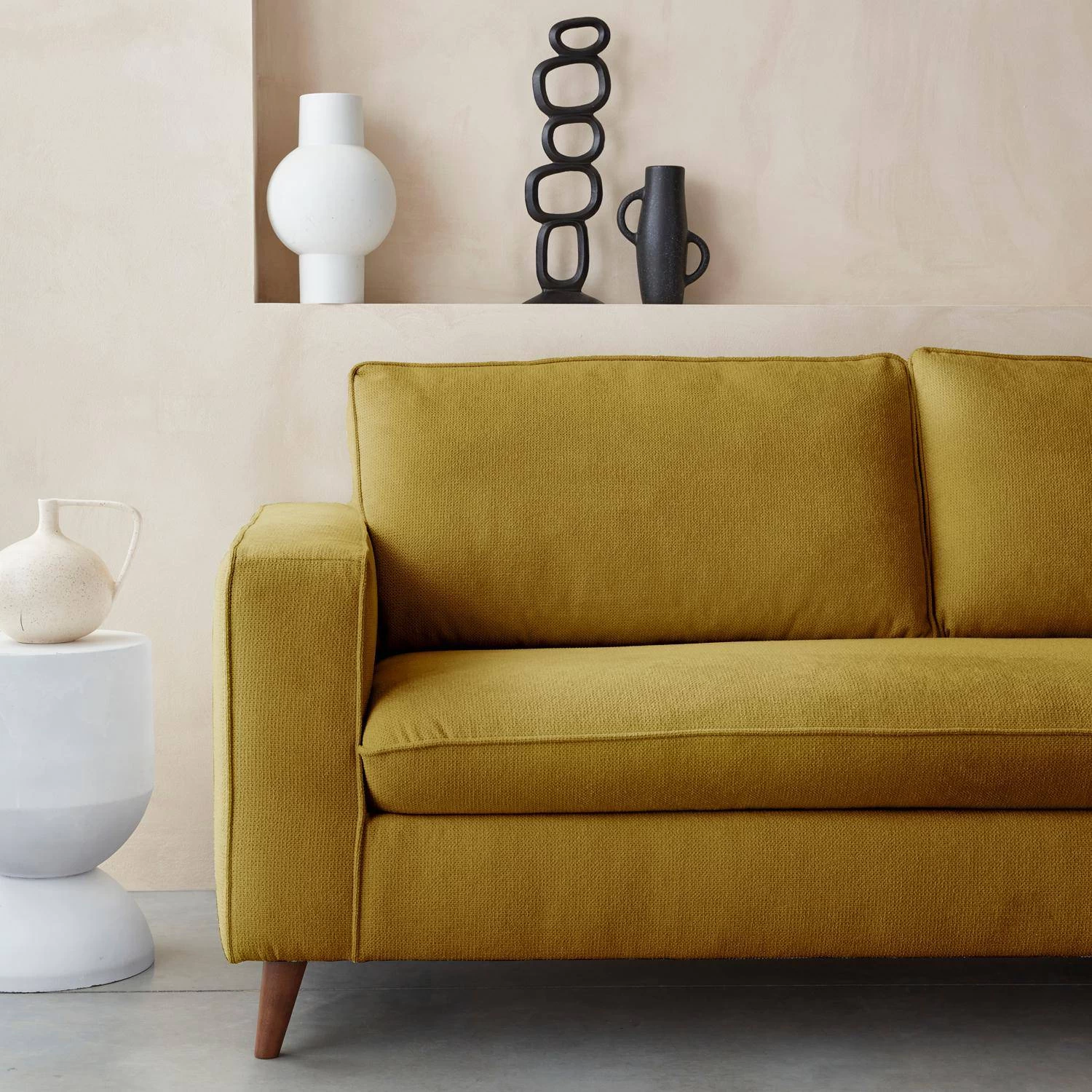 Canapé Lit Convertible 3 Places Avec Matelas 12cm - Fabriqué En France Couleur : Moutarde 6 Canapé Lit Convertible 3 Places Avec Matelas 12cm - Fabriqué En France Couleur : Moutarde – Image 4