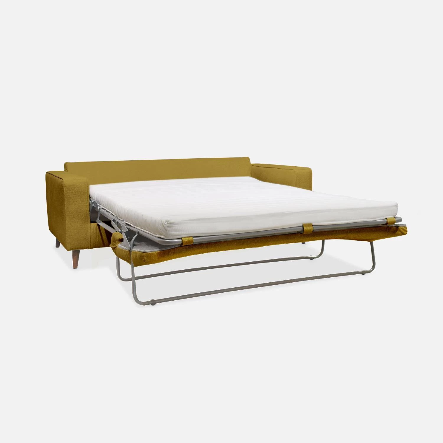 Canapé Lit Convertible 3 Places Avec Matelas 12cm - Fabriqué En France Couleur : Moutarde 11 Canapé Lit Convertible 3 Places Avec Matelas 12cm - Fabriqué En France Couleur : Moutarde – Image 9