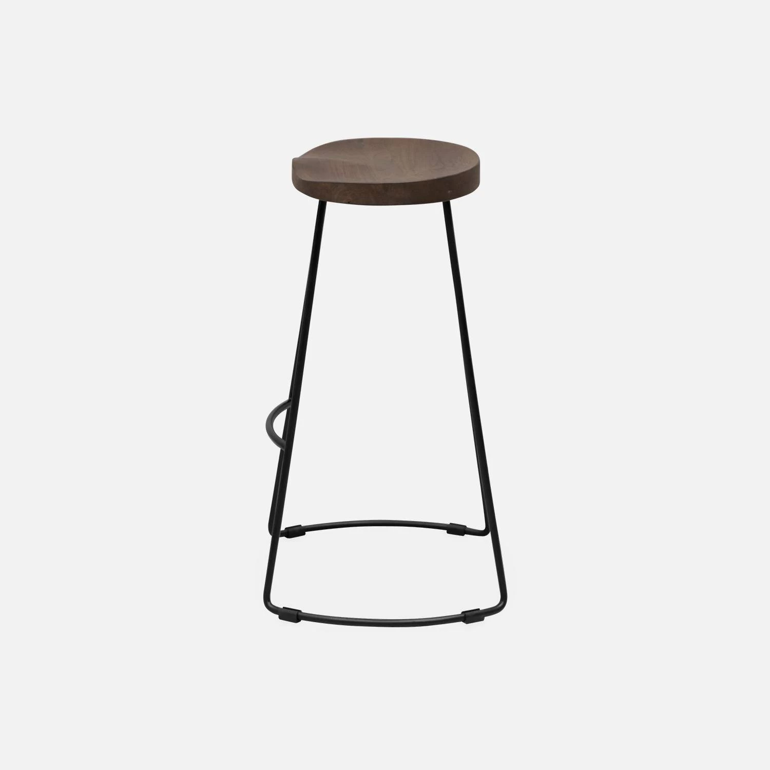 Tabouret De Bars Bois De Manguier Et Acier, Repose Pieds, 65cm (lot De 2) Couleur : Teinté Noyer 8 Tabouret De Bars Bois De Manguier Et Acier, Repose Pieds, 65cm (lot De 2) Couleur : Teinté Noyer – Image 6