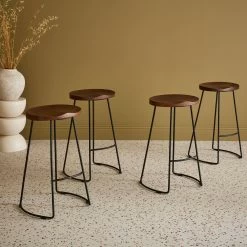 Tabouret De Bars Bois De Manguier Et Acier, Repose Pieds, 65cm (lot De 4) Couleur : Teinté Noyer 11 Tabouret De Bars Bois De Manguier Et Acier, Repose Pieds, 65cm (lot De 4) Couleur : Teinté Noyer -Outdoor Living Soldes ijabst65x4wal 15eea3940124e707bc518cb2e07359ca