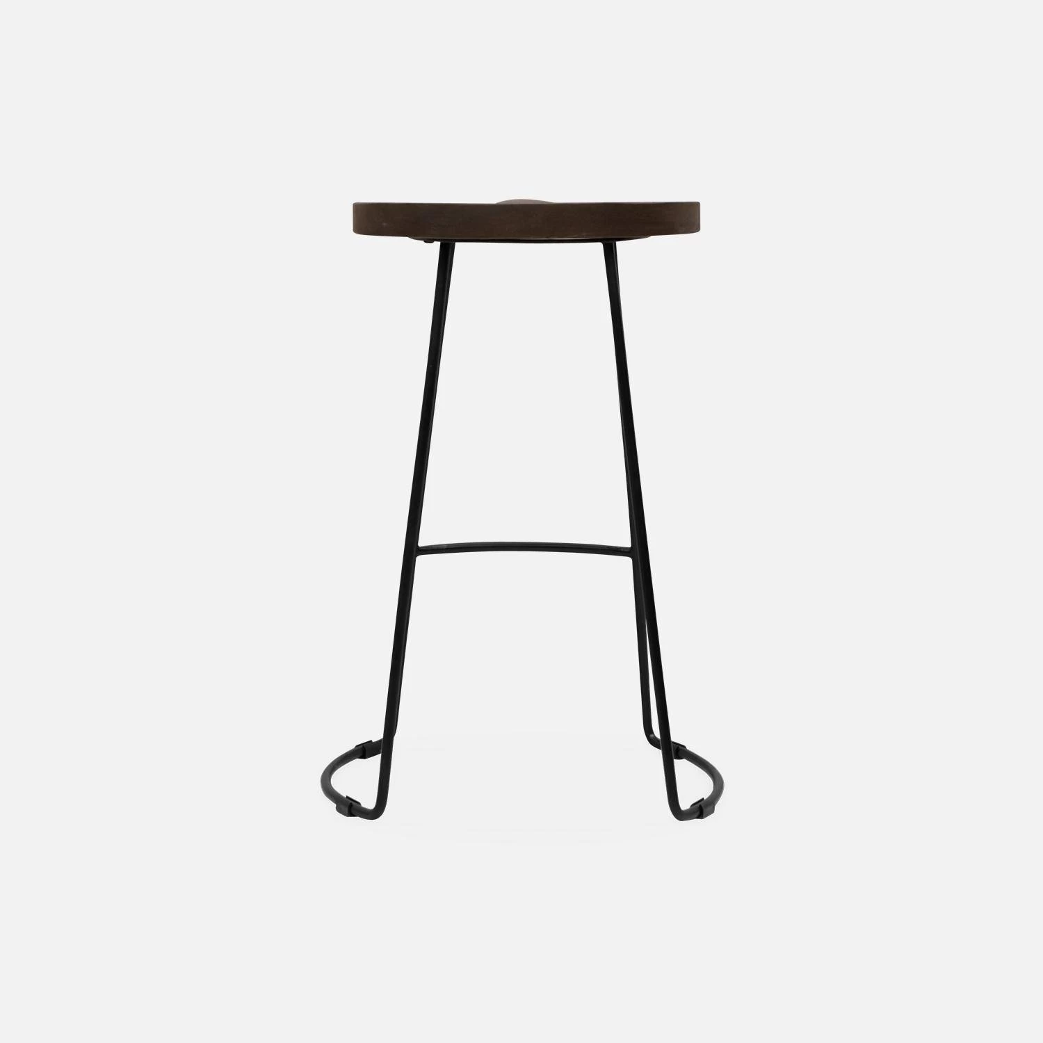 Tabouret De Bars Bois De Manguier Et Acier, Repose Pieds, 65cm (lot De 4) Couleur : Teinté Noyer 9 Tabouret De Bars Bois De Manguier Et Acier, Repose Pieds, 65cm (lot De 4) Couleur : Teinté Noyer – Image 7