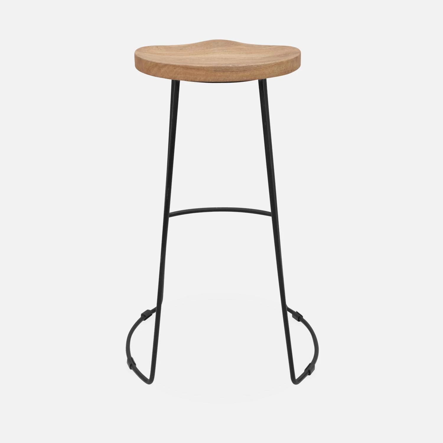 Tabouret De Bar Bois De Manguier Et Acier, Repose Pieds, 75cm (lot De 4) Couleur : Naturel 8 Tabouret De Bar Bois De Manguier Et Acier, Repose Pieds, 75cm (lot De 4) Couleur : Naturel – Image 6