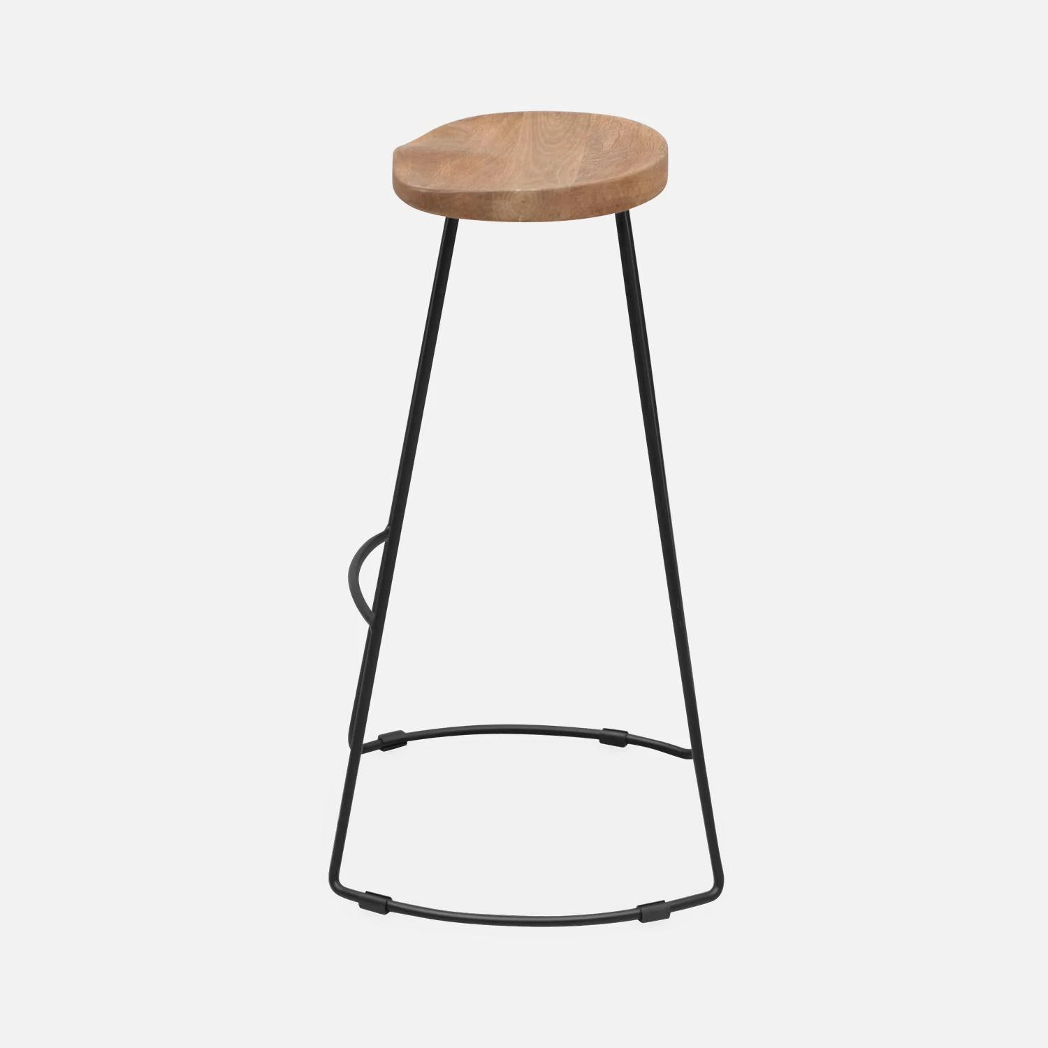 Tabouret De Bar Bois De Manguier Et Acier, Repose Pieds, 75cm (lot De 4) Couleur : Naturel 7 Tabouret De Bar Bois De Manguier Et Acier, Repose Pieds, 75cm (lot De 4) Couleur : Naturel – Image 5